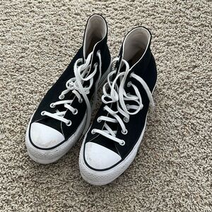 Black high top platform converse